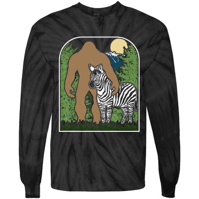 Mount Mt Si Forest Bigfoot Protecting Zebra Tie-Dye Long Sleeve Shirt