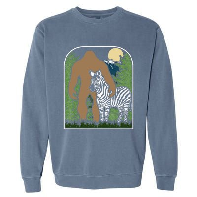 Mount Mt Si Forest Bigfoot Protecting Zebra Garment-Dyed Sweatshirt