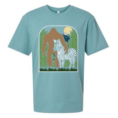 Mount Mt Si Forest Bigfoot Protecting Zebra Sueded Cloud Jersey T-Shirt