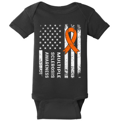 MS Multiple Sclerosis Awareness Orange Ribbon Baby Bodysuit