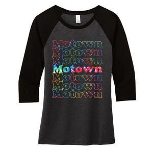 Motown Music Tie Dye Women's Tri-Blend 3/4-Sleeve Raglan Shirt