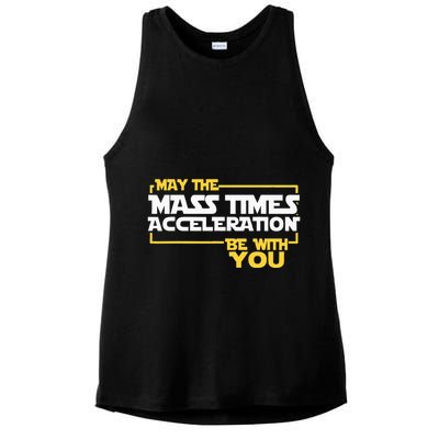 May Mass Times Acceleration Be With You Science Ladies PosiCharge Tri-Blend Wicking Tank