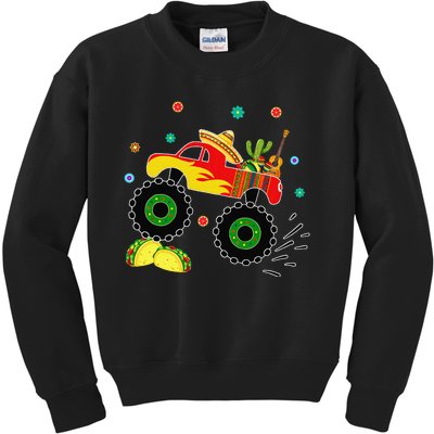 Mexican Monster Truck Taco Cinco De Mayo Party Kids Sweatshirt