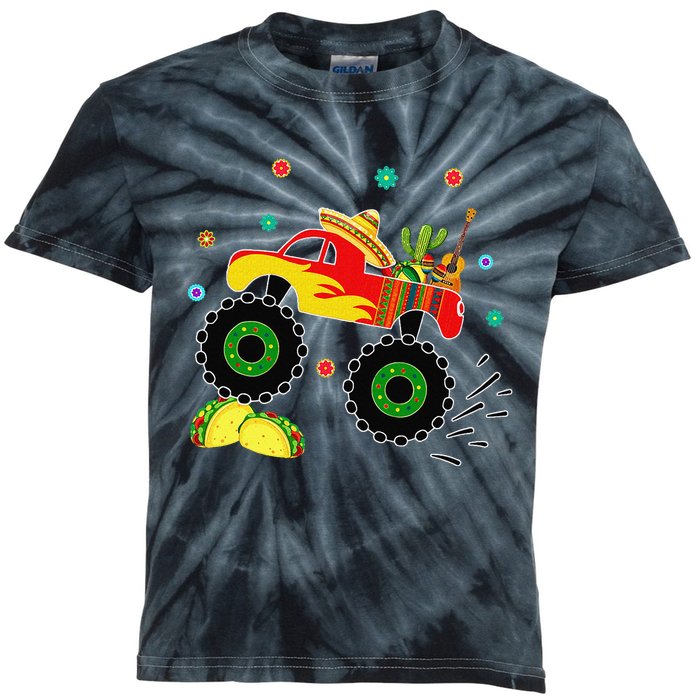 Mexican Monster Truck Taco Cinco De Mayo Party Kids Tie-Dye T-Shirt