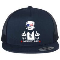 Miss Me Trump Shot Assassination Attempt 2024 Flat Bill Trucker Hat