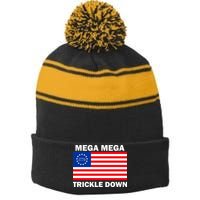 Mega Mega Trickle Down USA 1776 Flag Patriot Stripe Pom Pom Beanie