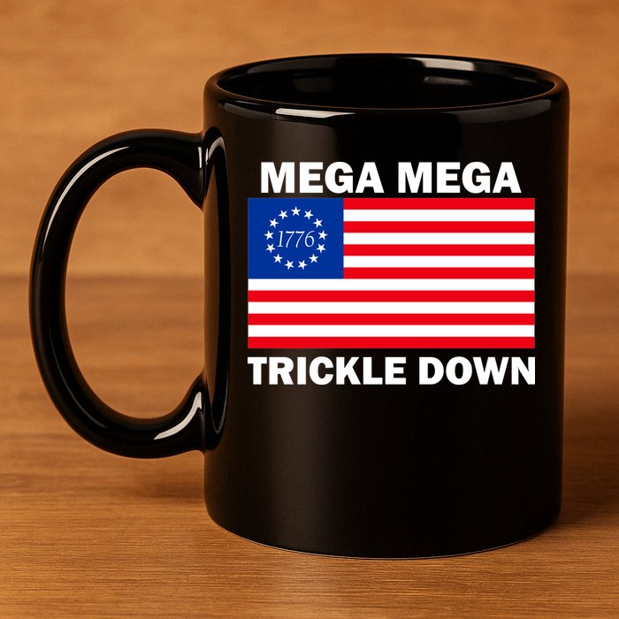 Mega Mega Trickle Down USA 1776 Flag Patriot 11oz C Handle Ceramic Mug