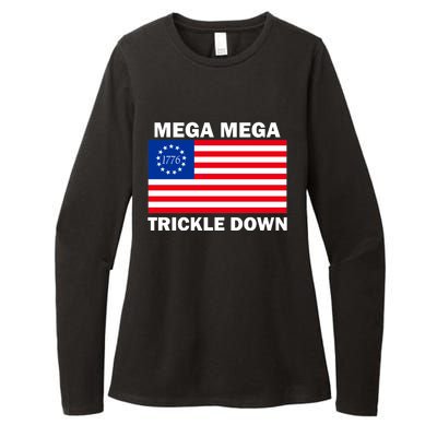 Mega Mega Trickle Down USA 1776 Flag Patriot Womens CVC Long Sleeve Shirt