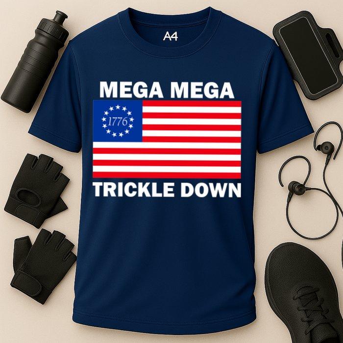 Mega Mega Trickle Down USA 1776 Flag Patriot Cooling Performance Crew T-Shirt