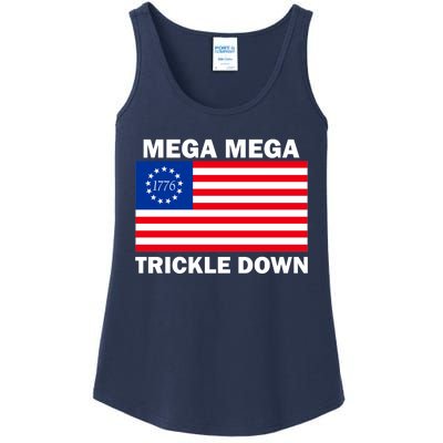 Mega Mega Trickle Down USA 1776 Flag Patriot Ladies Essential Tank