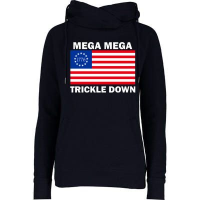 Mega Mega Trickle Down USA 1776 Flag Patriot Womens Funnel Neck Pullover Hood