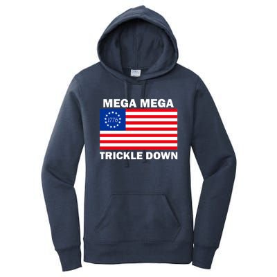 Mega Mega Trickle Down USA 1776 Flag Patriot Women's Pullover Hoodie