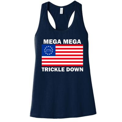 Mega Mega Trickle Down USA 1776 Flag Patriot Women's Racerback Tank