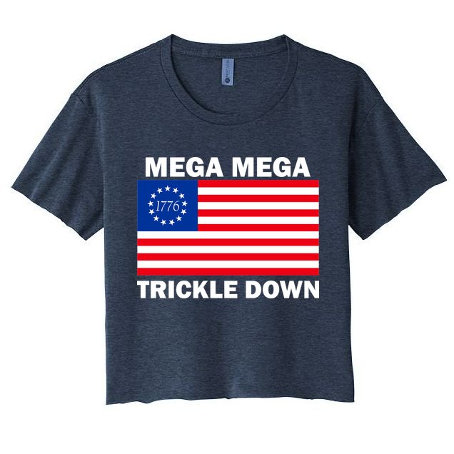 Mega Mega Trickle Down USA 1776 Flag Patriot Crop Top