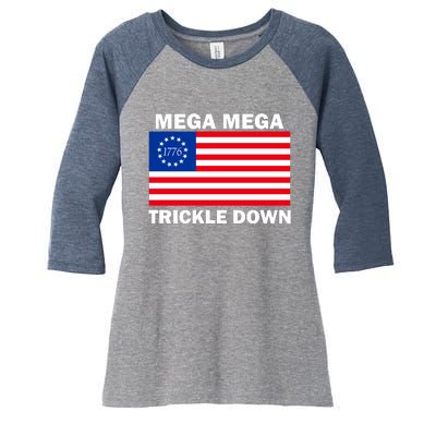 Mega Mega Trickle Down USA 1776 Flag Patriot Women's Tri-Blend 3/4-Sleeve Raglan Shirt