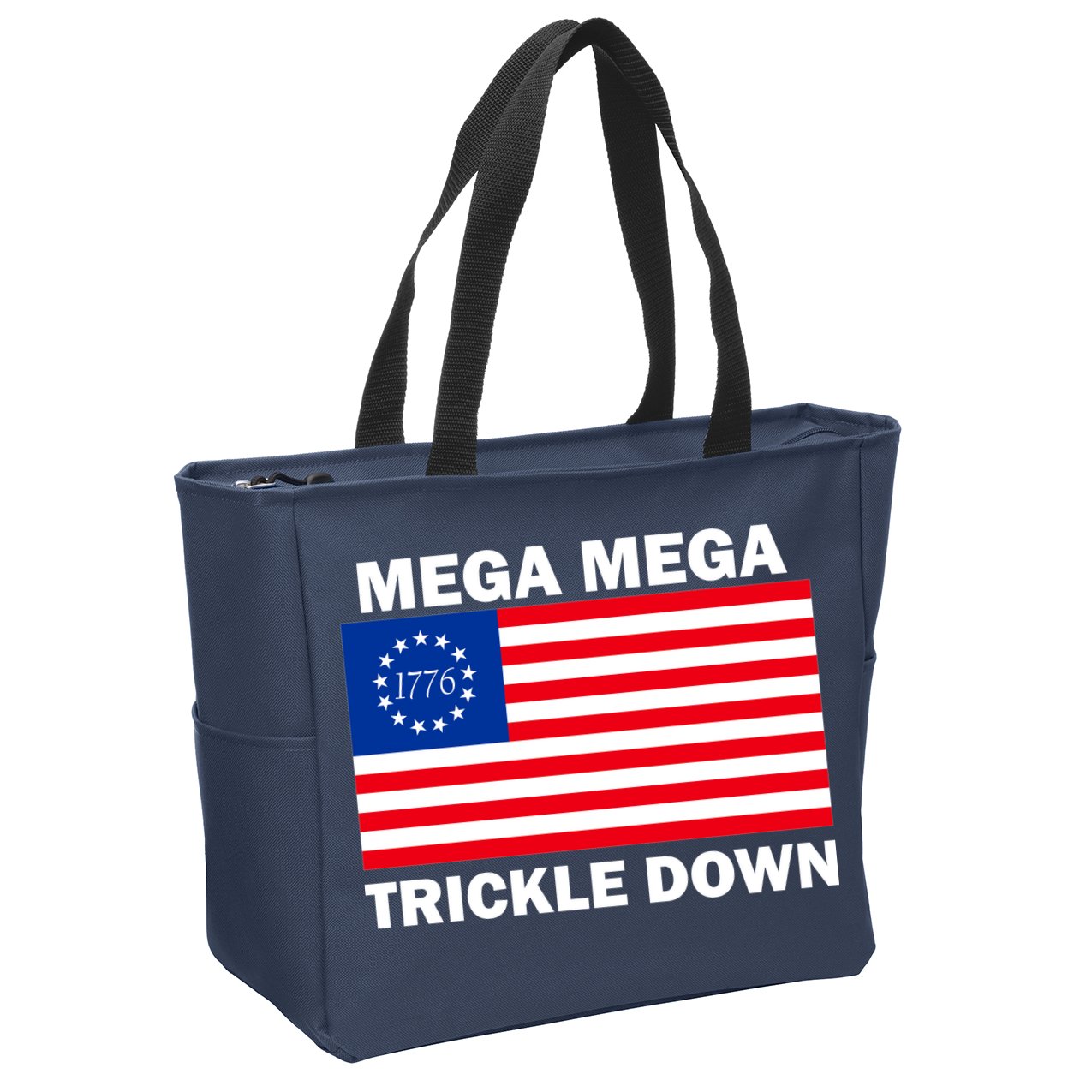 Mega Mega Trickle Down USA 1776 Flag Patriot Zip Tote Bag