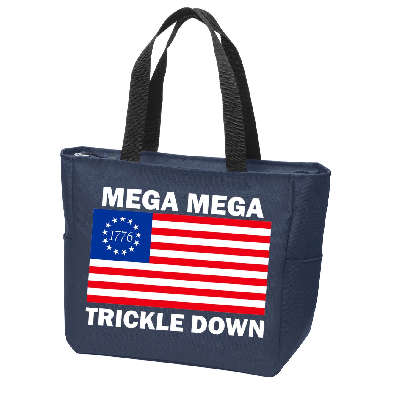 Mega Mega Trickle Down USA 1776 Flag Patriot Zip Tote Bag