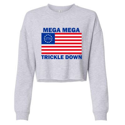 Mega Mega Trickle Down USA 1776 Flag Patriot Cropped Pullover Crew