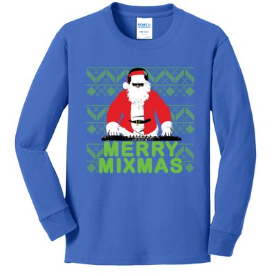 Merry Mixmas To The Dj Santa Father Christmas Funny Gift Kids Long Sleeve Shirt