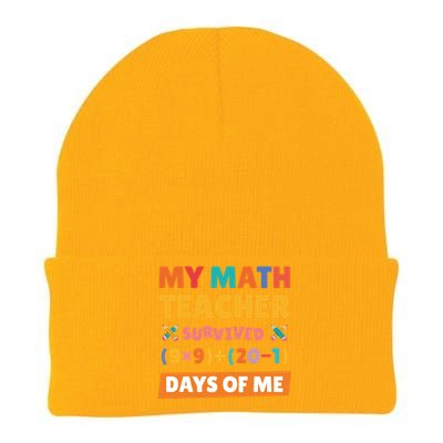 My Math Teacher Survived 100 Days Of Me Funny Teacher Cute Gift Knit Cap Winter Beanie