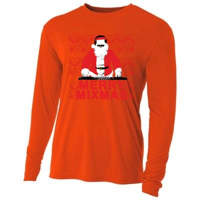 Merry Mixmas To The Dj Santa Father Christmas Funny Gift Cooling Performance Long Sleeve Crew