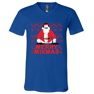 Merry Mixmas To The Dj Santa Father Christmas Funny Gift V-Neck T-Shirt