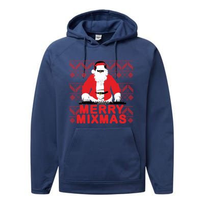 Merry Mixmas To The Dj Santa Father Christmas Funny Gift Performance Fleece Hoodie