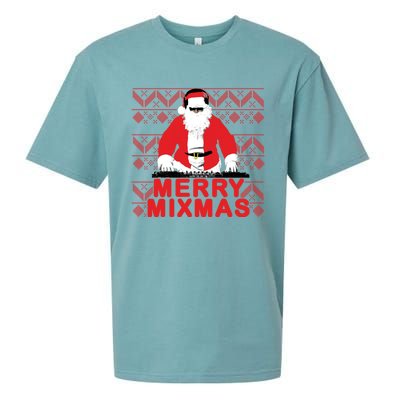 Merry Mixmas To The Dj Santa Father Christmas Funny Gift Sueded Cloud Jersey T-Shirt