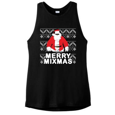 Merry Mixmas To The Dj Santa Father Christmas Funny Great Gift Ladies PosiCharge Tri-Blend Wicking Tank