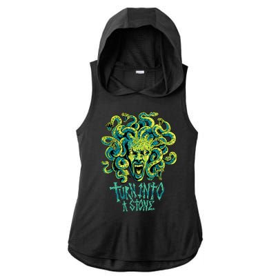 Medusa Monster Turn Into Stone Ladies PosiCharge Tri-Blend Wicking Draft Hoodie Tank