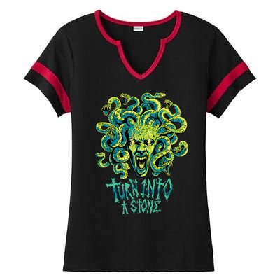 Medusa Monster Turn Into Stone Ladies Halftime Notch Neck Tee