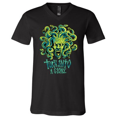 Medusa Monster Turn Into Stone V-Neck T-Shirt