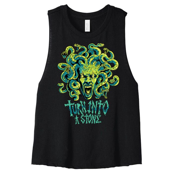 Medusa Monster Turn Into Stone Women's Racerback Cropped Tank