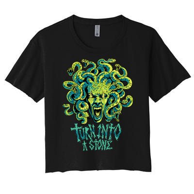 Medusa Monster Turn Into Stone Women's Crop Top Tee