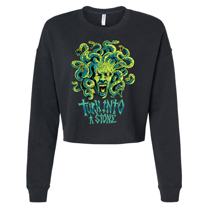 Medusa Monster Turn Into Stone Cropped Pullover Crew