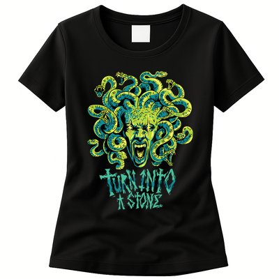 Medusa Monster Turn Into Stone Womens T-Shirt