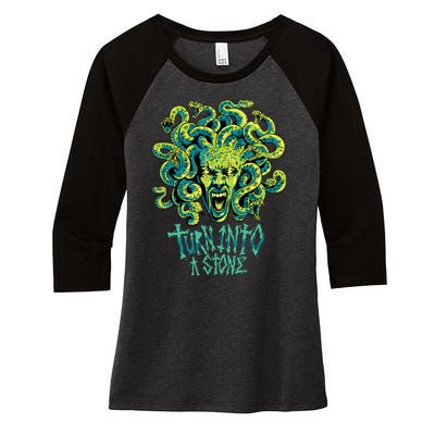 Medusa Monster Turn Into Stone Women's Tri-Blend 3/4-Sleeve Raglan Shirt