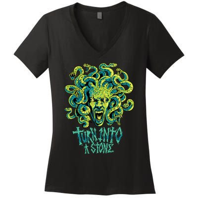 Medusa Monster Turn Into Stone Women's V-Neck T-Shirt
