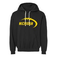 Michigan MI Throwback College Font Classic Garment-Dyed Fleece Hoodie