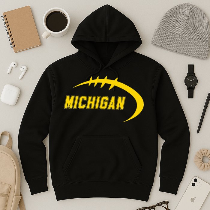 Michigan MI Throwback College Font Classic Hoodie