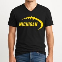 Michigan MI Throwback College Font Classic V-Neck T-Shirt