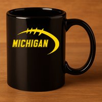 Michigan MI Throwback College Font Classic 11oz C Handle Ceramic Mug