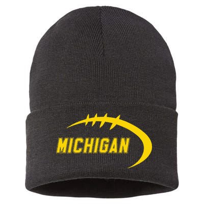 Michigan MI Throwback College Font Classic Sustainable Knit Beanie