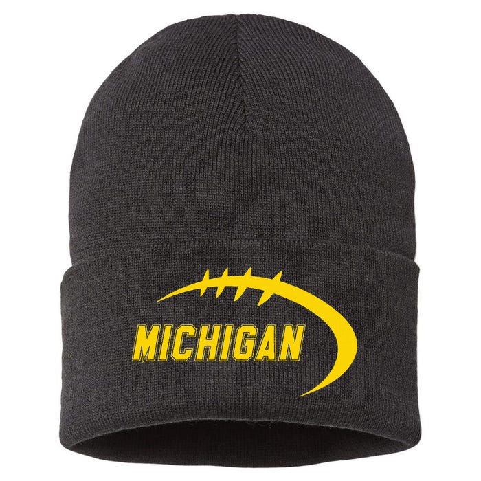 Michigan MI Throwback College Font Classic Sustainable Knit Beanie