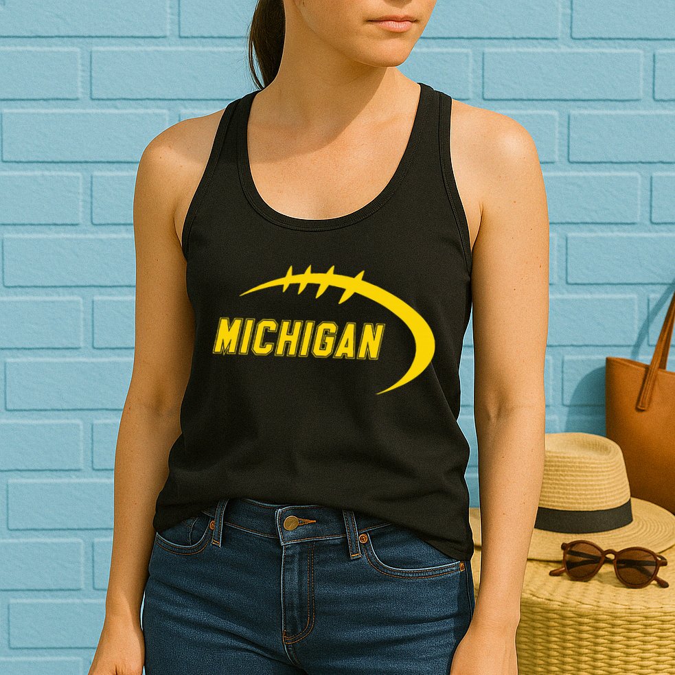 Michigan MI Throwback College Font Classic Womens Tank Top