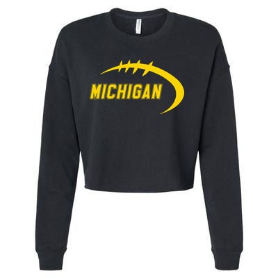 Michigan MI Throwback College Font Classic Cropped Pullover Crew