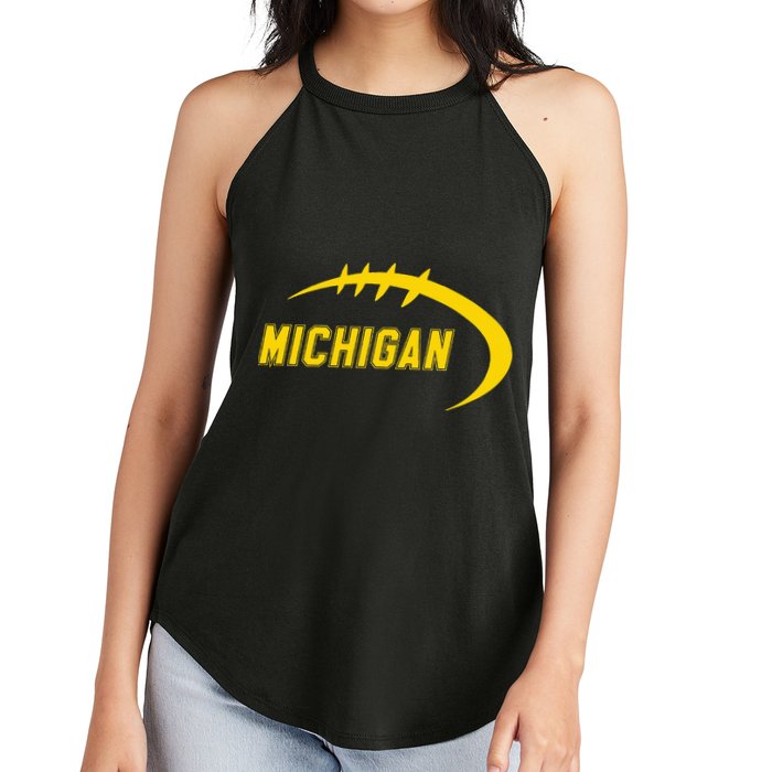 Michigan MI Throwback College Font Classic Women's Perfect Tri Rocker Tank