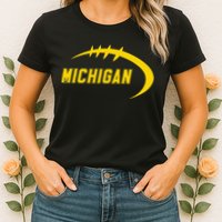 Michigan MI Throwback College Font Classic Womens T-Shirt