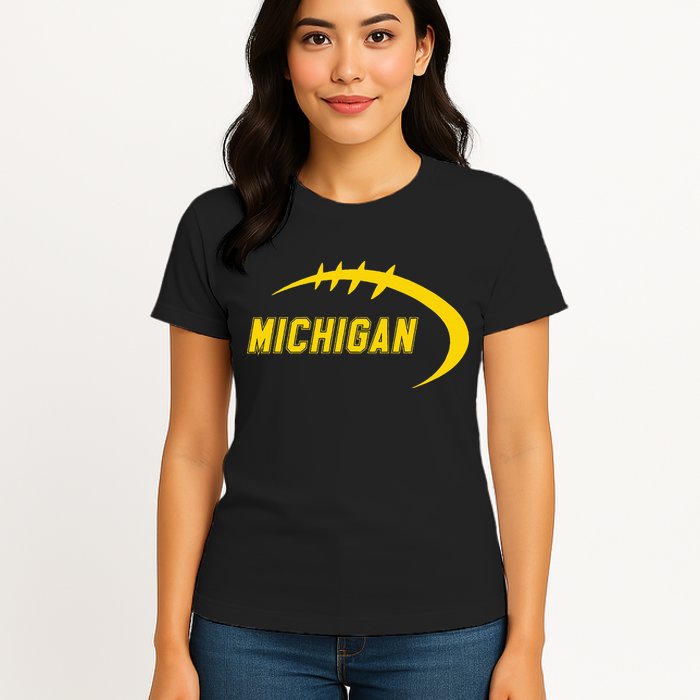 Michigan MI Throwback College Font Classic Womens T-Shirt
