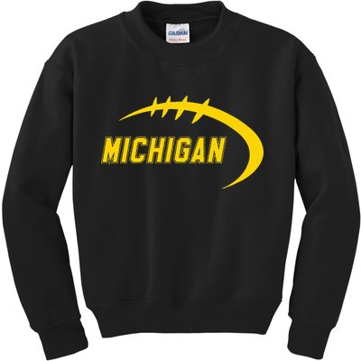 Michigan MI Throwback College Font Classic Kids Sweatshirt